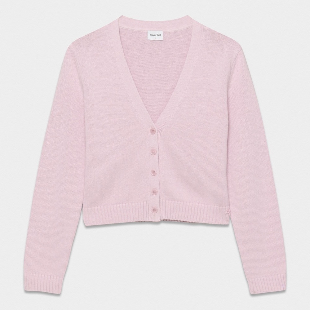 Aritzia Sunday Best pink cotton cashmere Shellie cardigan sweater - XS NWOT - Picture 7 of 10